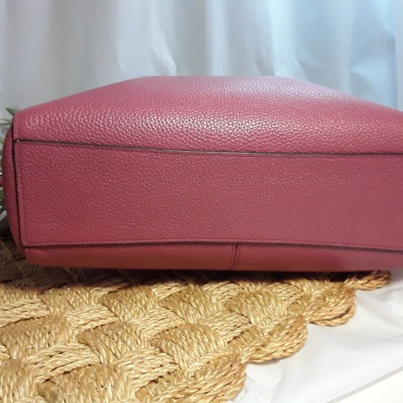 COACH Prairie Satchel 58874 Pebble Leather 2way Handbag Dark Rose Pink - Picture 5 of 8